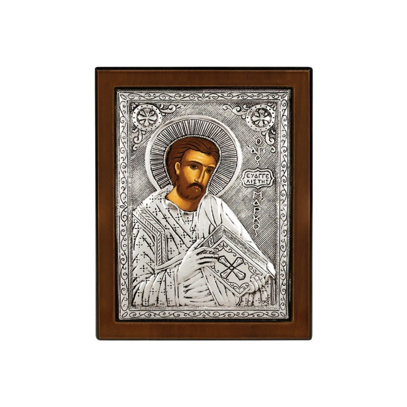 Ορθόδοξη Ασημένια Βυζαντινή Εικόνα Αγίου Μάρκου του Ευαγγελιστή