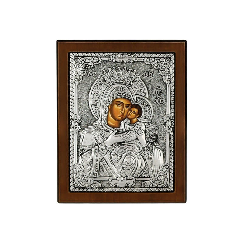 Orthodox Silver Byzantine Icon of Panagia Axion Esti