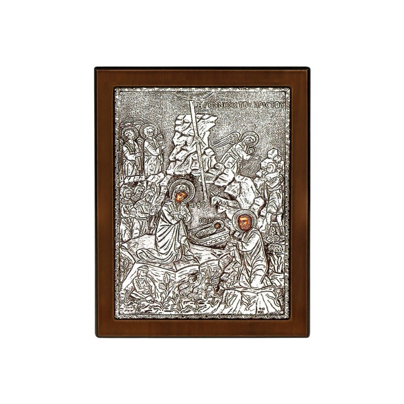 Orthodox Silver Byzantine Icon Birth of Christ