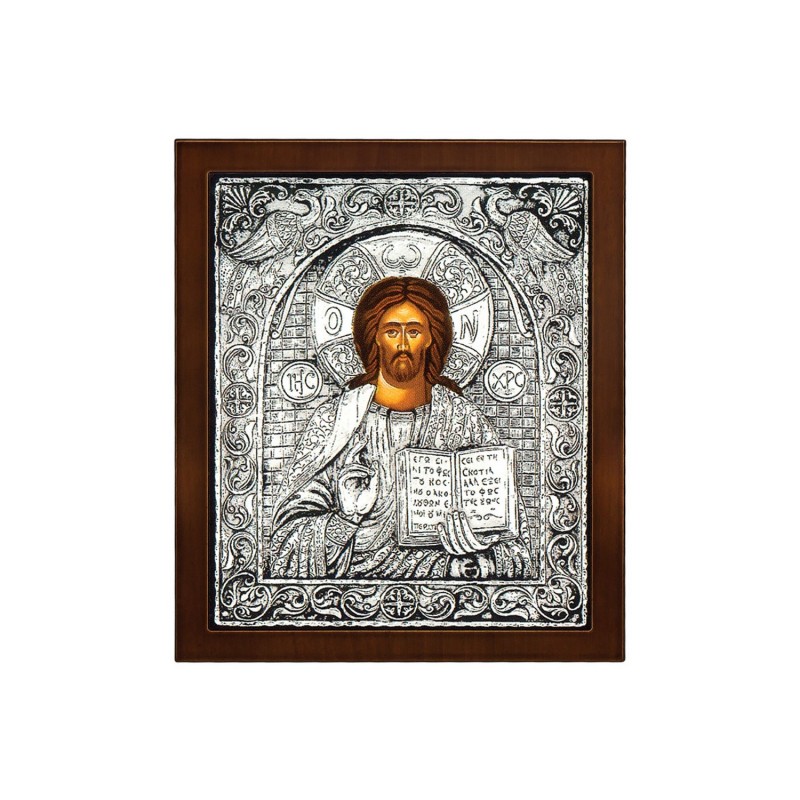 Orthodox Silver Byzantine Icon of Christ (Open Book)