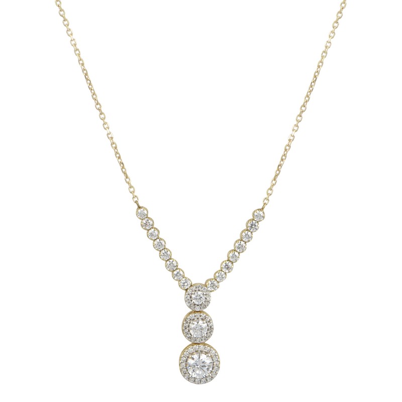 14k gold necklace with triple rosette KL0050