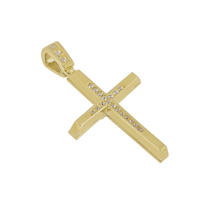 Women's double sided gold cross ST0003F