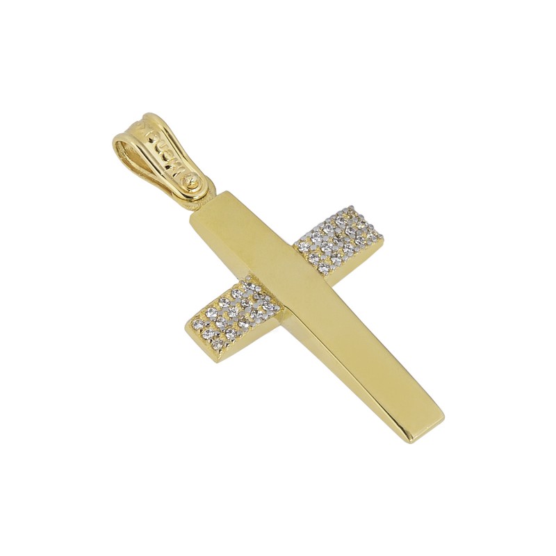 Women's double sided gold cross ST0046M