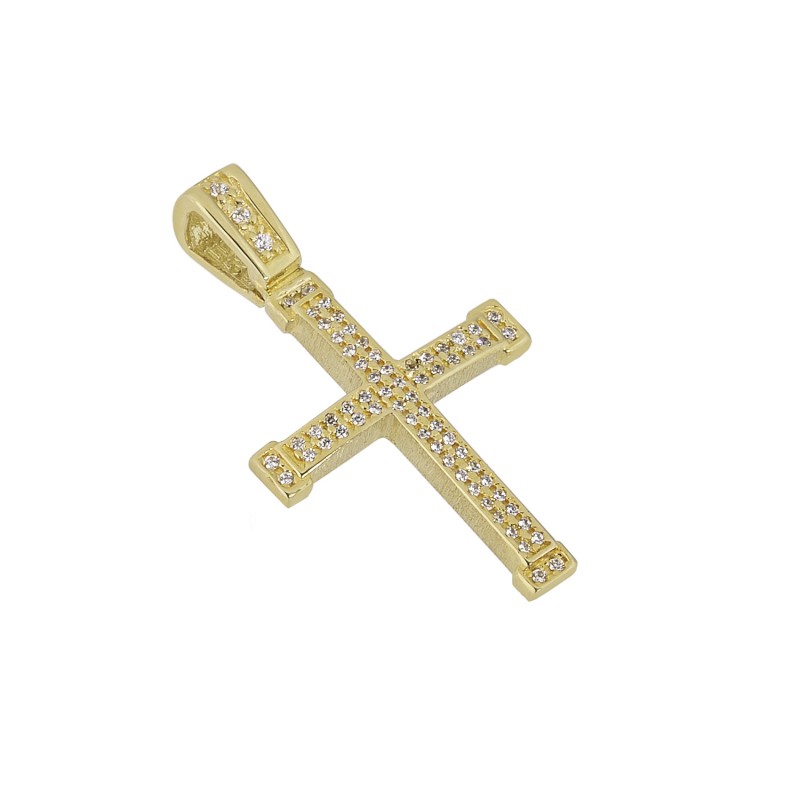 Women's double-sided gold cross ST0005F