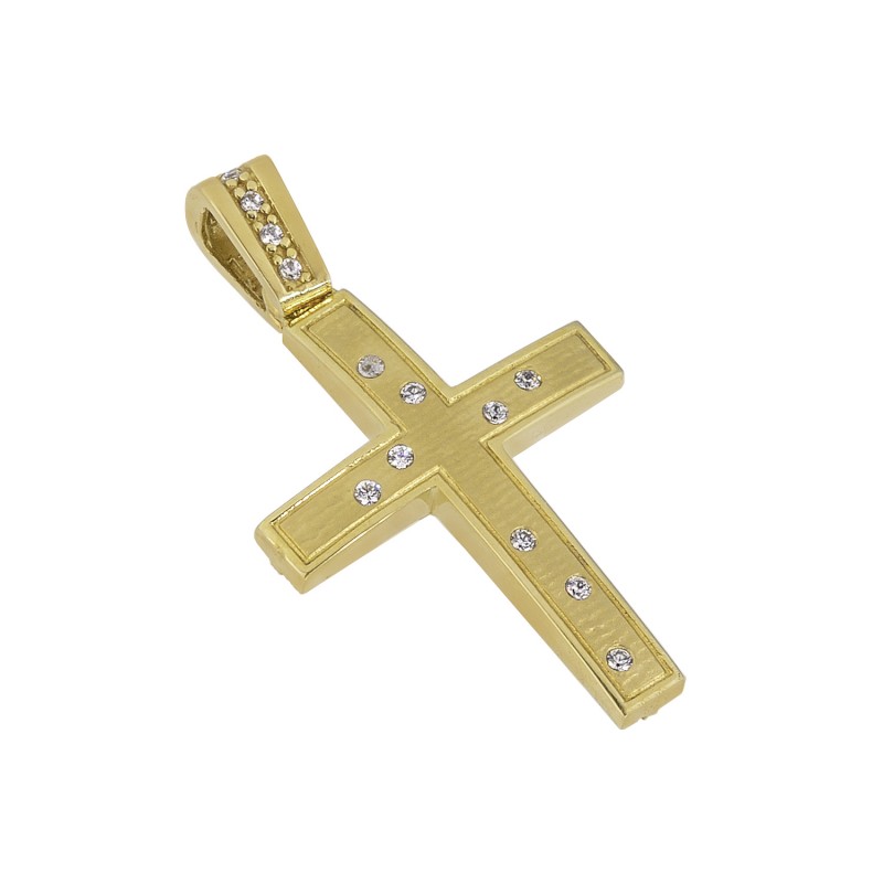 Women's double-sided gold cross ST0004F