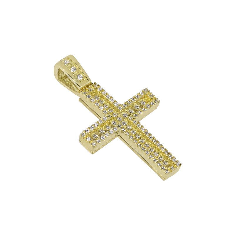 Women's double-sided gold cross ST0002F