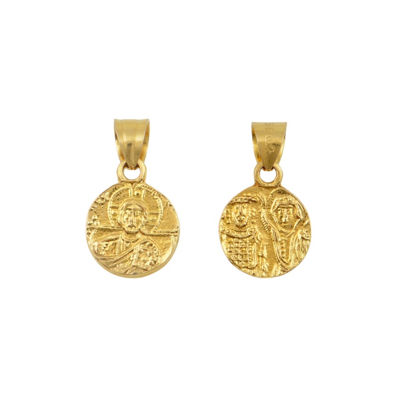14K Gold Constantine Orthodox Double Sided Amulet PF1032