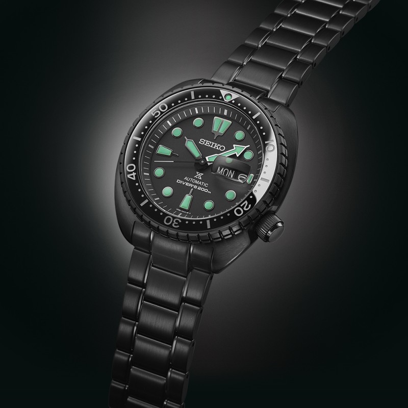 SEIKO Prospex Black Series 'Night Vision' Turtle Diver Automatic Ανδρικό Ρολόι SRPK43K1F