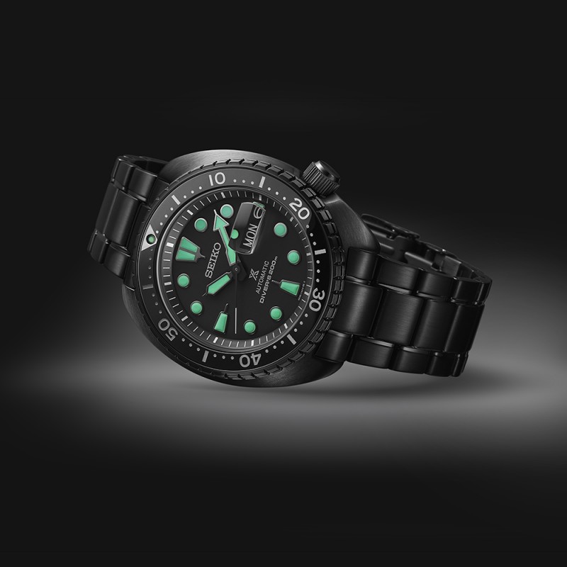 SEIKO Prospex Black Series 'Night Vision' Turtle Diver Automatic Ανδρικό Ρολόι SRPK43K1F