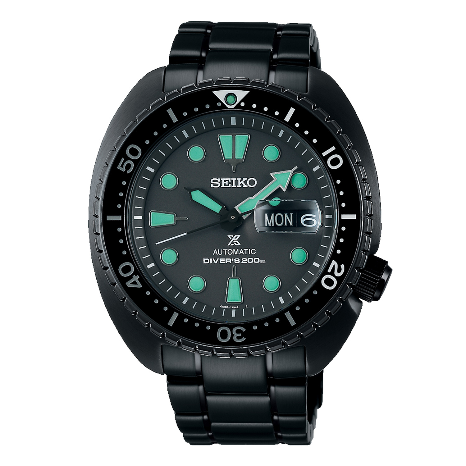 SEIKO Prospex Black Series 'Night Vision' Turtle Diver Automatic Ανδρικό Ρολόι SRPK43K1F