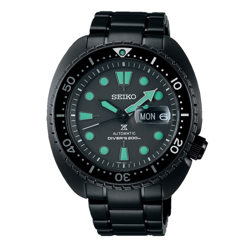 SEIKO Prospex Black Series 'Night Vision' Turtle Diver Automatic Ανδρικό Ρολόι SRPK43K1F