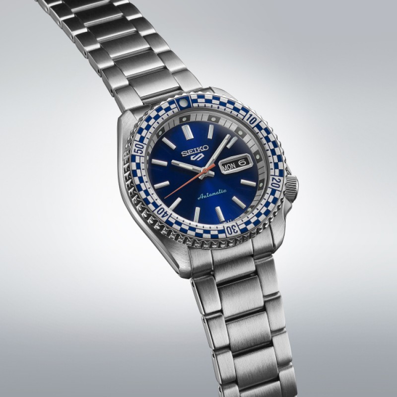 SEIKO 5 Sports Petrol Blue 'Checker Flag' Special Edition Automatic Ανδρικό Ρολόι SRPK65K1F