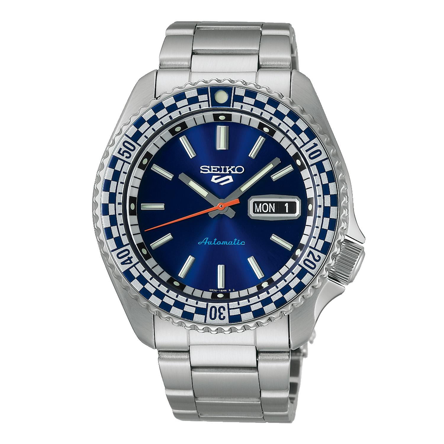 SEIKO 5 Sports Petrol Blue 'Checker Flag' Special Edition Automatic Ανδρικό Ρολόι SRPK65K1F