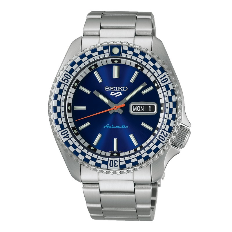 SEIKO 5 Sports Petrol Blue 'Checker Flag' Special Edition Automatic Men's Watch SRPK65K1F