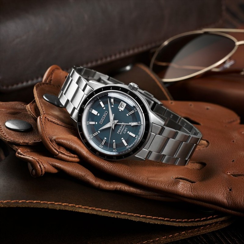 SEIKO Presage 'Petrol Blue' Style 60s Road Trip GMT Automatic Ανδρικό ρολόι SSK009J1