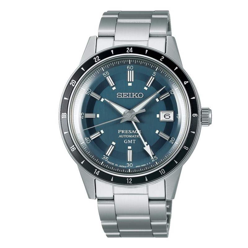 SEIKO Presage 'Petrol Blue' Style 60s Road Trip GMT Automatic Men's Watch SSK009J1